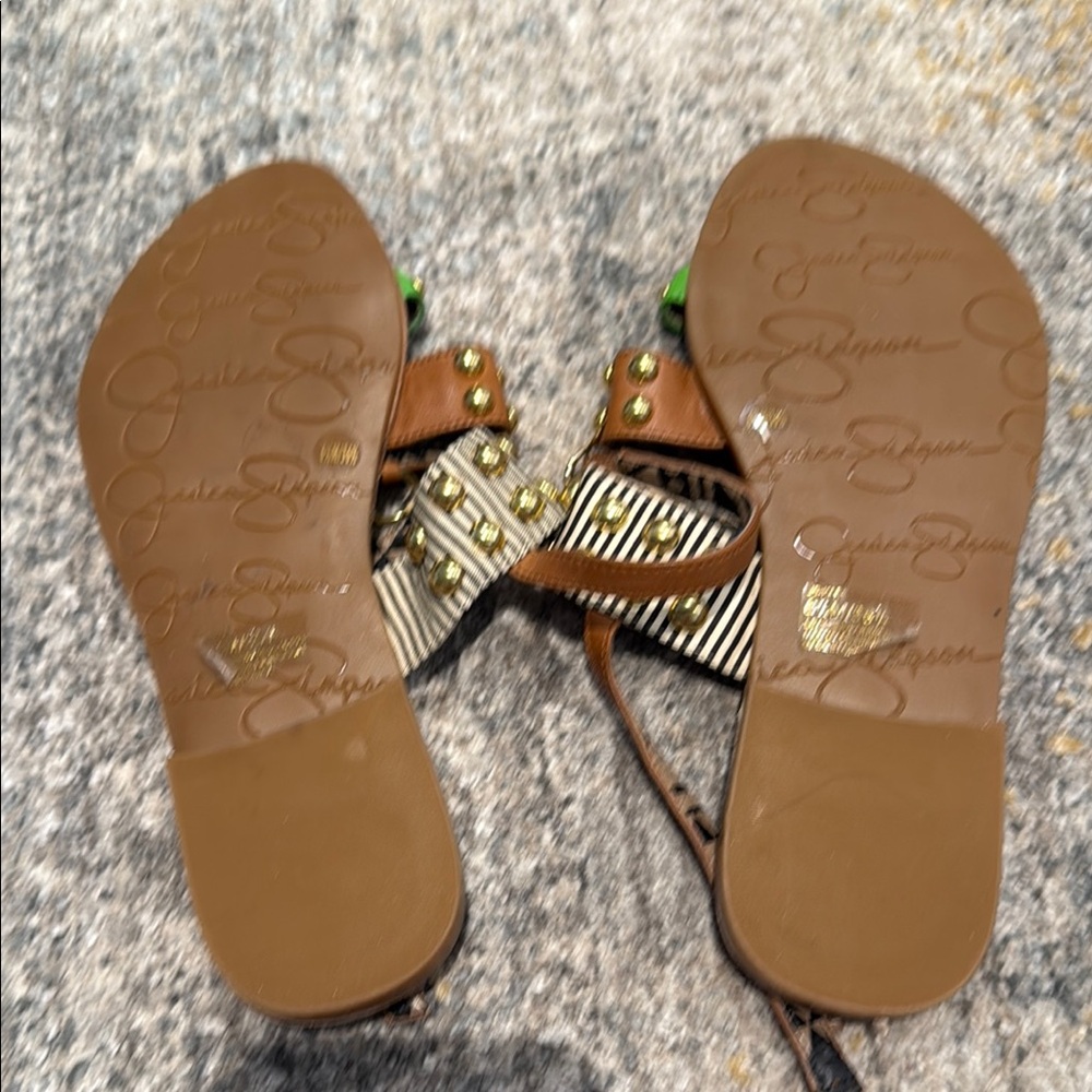 Jessica Simpson Brown and Green Bohemian Sandals - Picture 2 of 3